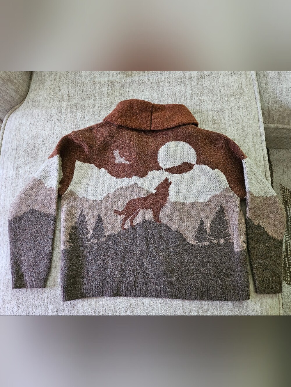 Lucky Brand Wolf Shawl Cardigan Sweater